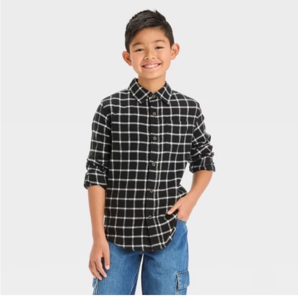 Cat & Jack™ Boys' Long Sleeve Flannel Button-Down Shirt - NWT